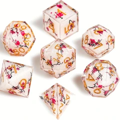 7pcs Sharp Edge Resin Dice Set - Cherry Blossom